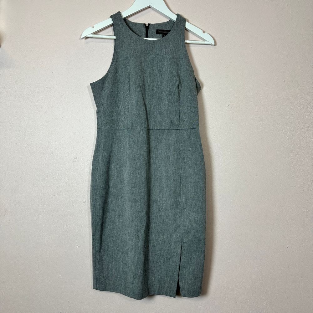 BANANA REPUBLIC Gray Sleeveless Sheath Dress, Size Petite‎ 8P
